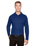 Devon & Jones CrownLux Performance Men's Plaited Long Sleeve Polo TRUE ROYAL