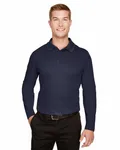 Devon & Jones CrownLux Performance Men's Plaited Long Sleeve Polo Navy