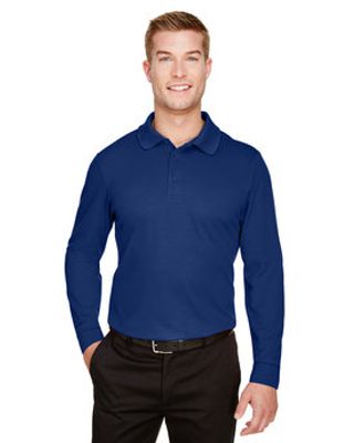 Devon & Jones CrownLux Performance Men's Plaited Long Sleeve Polo