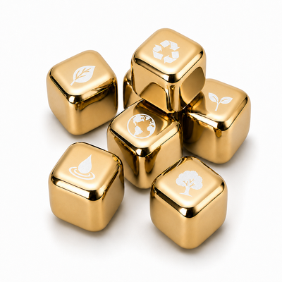 Gold Stainless Steel Ice Cubes