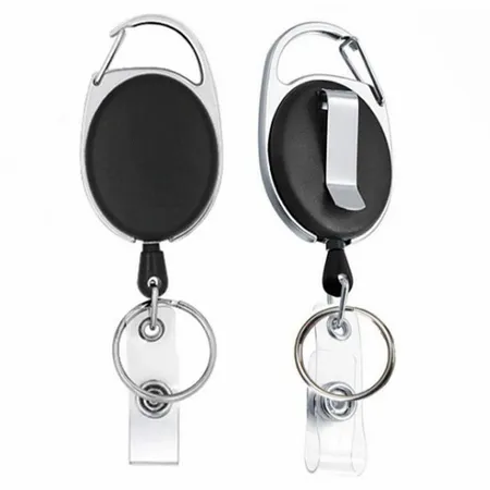 Solid Black and Steel Reel Keychain Solid Black and Steel Reel Keychain - Imprint Now - CA