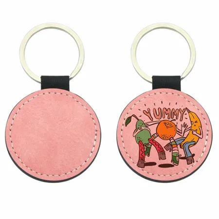 Full-Colour Circle Leather Keychain Full-Colour Circle Leather Keychain - Imprint Now - CA
