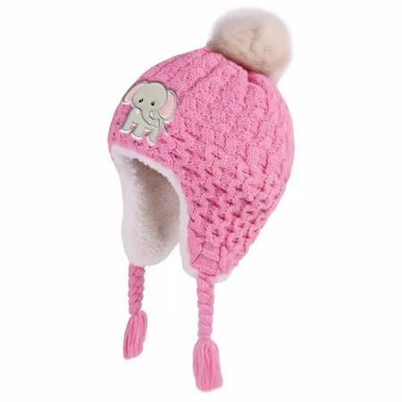 Cutesy Pom Acrylic Kid Beanies with Earflaps - Imprint Now - CA