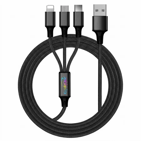 Nylon Braided 3-in-1 Charging Cables - Imprint Now - CA