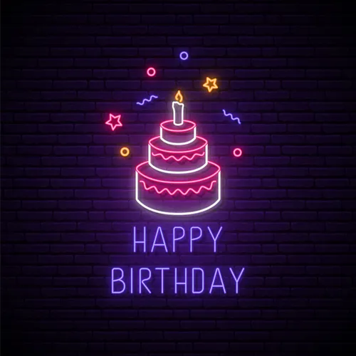 Happy Birthday with Cake Neon Sign - Imprint Now - CA