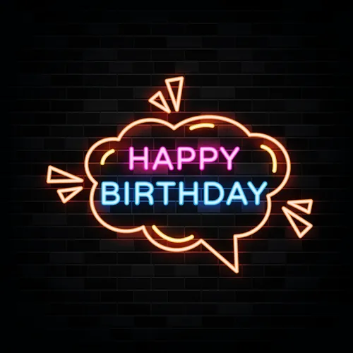 Happy Birthday in Bubble Thought Neon Sign - Imprint Now - CA