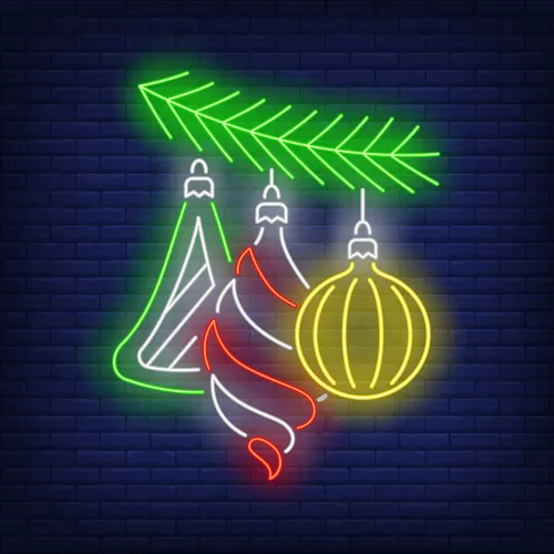 Christmas Baubles Fir Tree Branch Neon Sign - Imprint Now - CA