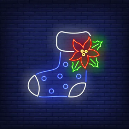 Boot Sock with Ponsettia Flower Neon Sign - Imprint Now - CA