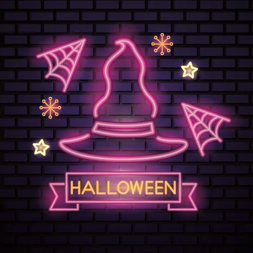 Pink Witch Hat Halloween Neon Sign - Imprint Now - CA