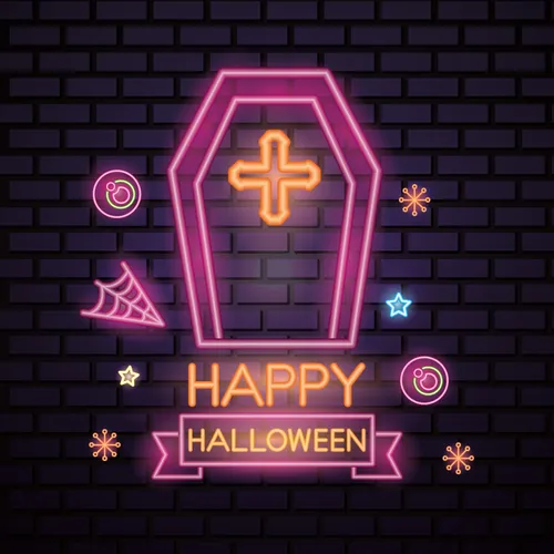 Pink Halloween Coffin Cross Neon Sign - Imprint Now - CA