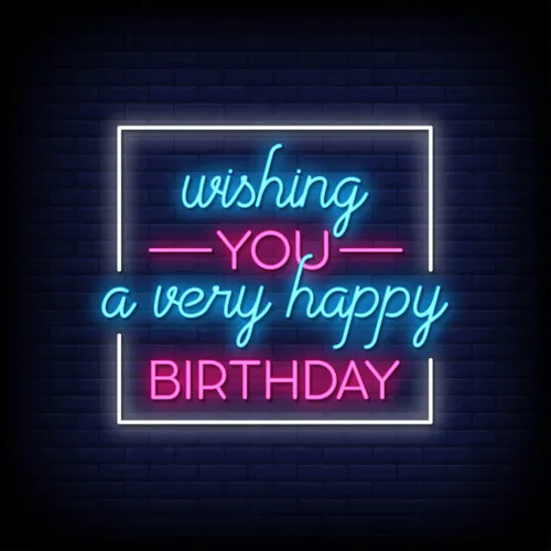 Wishing You A Very Happy Birthday Neon Sign - Imprint Now - CA