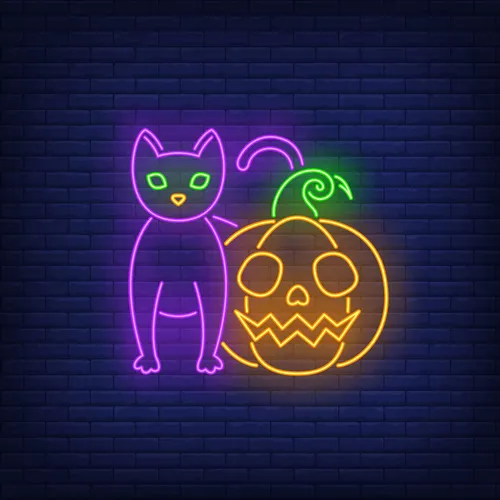 Scary Pumpkin Cat Neon Sign - Imprint Now - CA