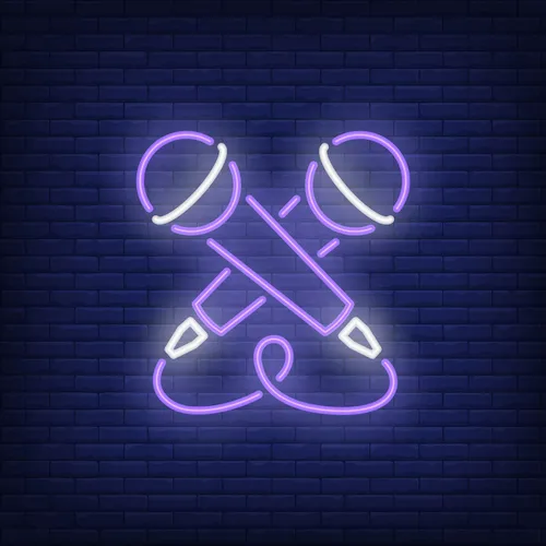 Crossed Microphone Neon Sign - Imprint Now - CA