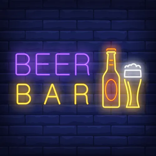 Beer & Bar with Bottle & Glass Neon - Imprint Now - CA