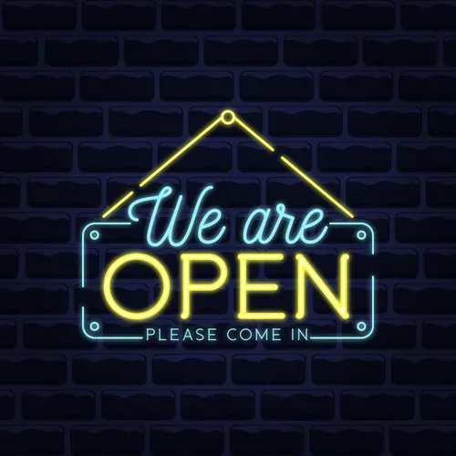 We Are Open Blue and Yellow Neon Sign - Imprint Now - CA