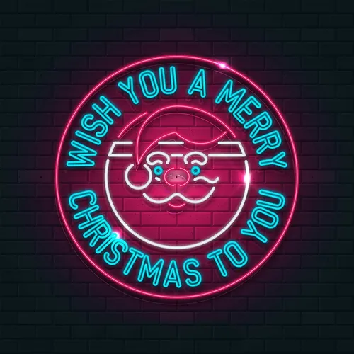 Circle Santa Christmas Neon Sign - Imprint Now - CA