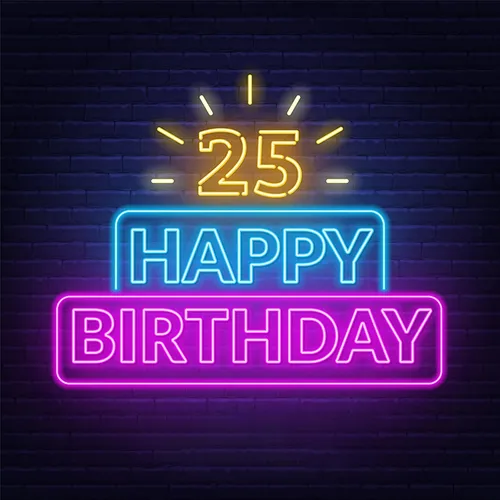 25th Happy Birthday Neon Sign - Imprint Now - CA