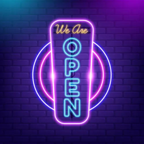 We are Open Vertical Neon Sign - Imprint Now - CA