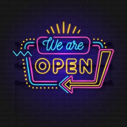 We Are Open Modern Neon Sign - Imprint Now - CA