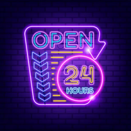 Retro Open 24 Hours Neon Sign - Imprint Now - CA