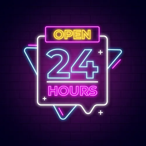 Open 24 Hours with Abstract Shapes Neon Sign - Imprint Now - CA