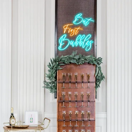 But First Bubbles Wedding Party Neon Sign - Imprint Now - CA
