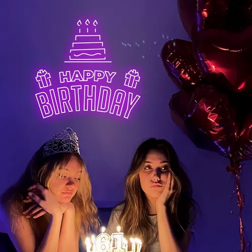Happy Birthday with Cake Artwork Neon Sign - Imprint Now - CA