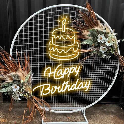 Happy Birthday with Cake on Top Neon Sign - Imprint Now - CA