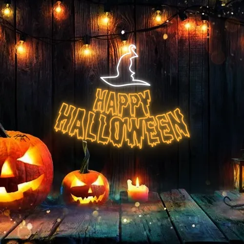 Happy Halloween Witch Hat Neon Signs - Imprint Now - CA