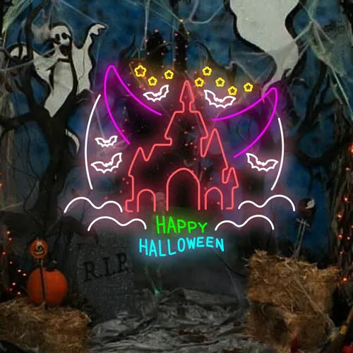 Happy Halloween Castle Neon Sign - Imprint Now - CA