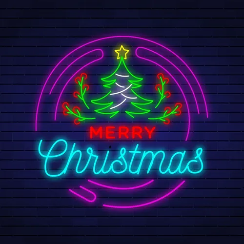 Merry Christmas Flower Tree Neon Sign - Imprint Now - CA