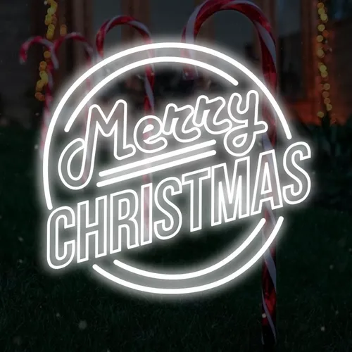 Merry Christmas Double Circle Text Neon Sign - Imprint Now - CA