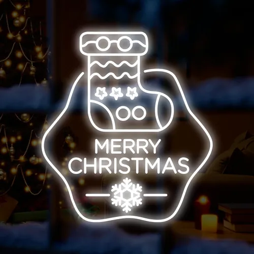 Merry Christmas Handmade Sock Neon Sign - Imprint Now - CA