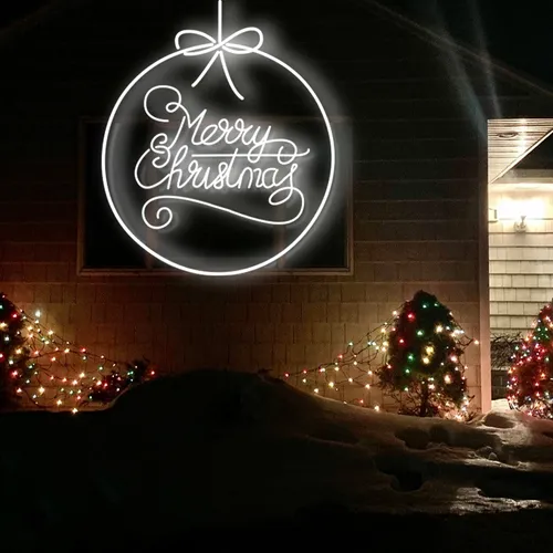 Merry  Christmas Circle Typography Neon Sign - Imprint Now - CA
