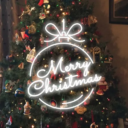 Merry Christmas Circle Text Neon Sign - Imprint Now - CA