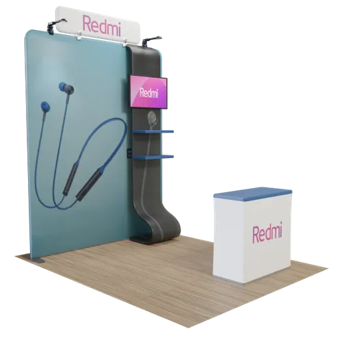 Custom Media Display with TV Stand Tension Fabric 2.4 m x 2.4 m - Imprint Now - CA