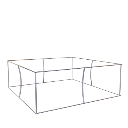 Modular trade show display frame, unassembled, on a plain background.