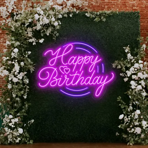 Happy Birthday Purplish Neon Sign - Imprint Now - CA