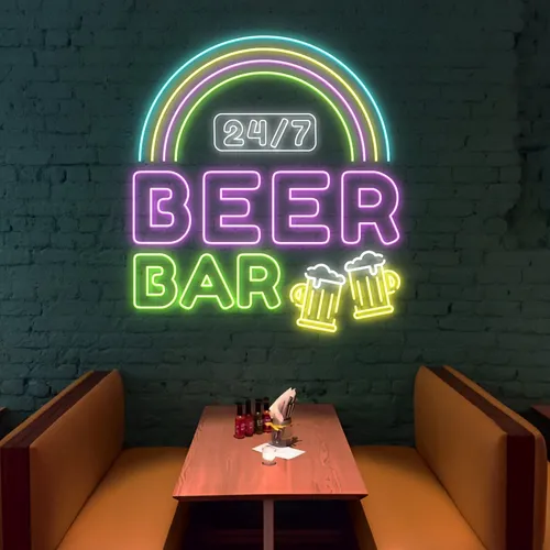 24/7 Rainbow Beer Bar Neon Sign - Imprint Now - CA