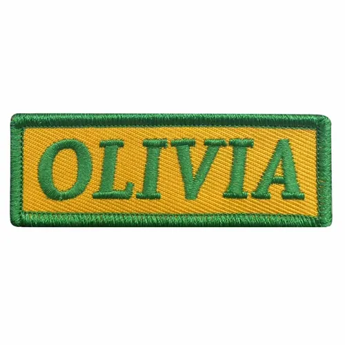 Green and Yellow Olivia Name Patch - Imprint Now - CA