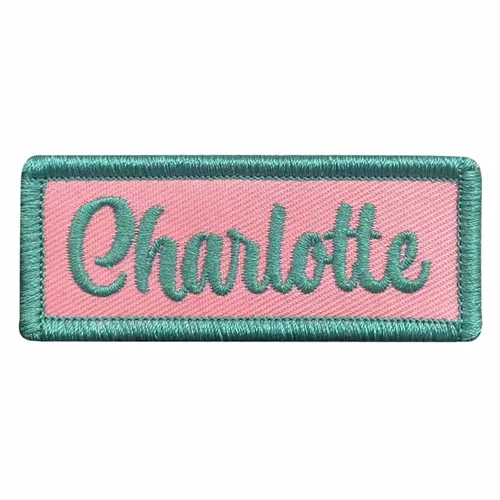 Teal and Pink Charlotte Name Patch - Imprint Now - CA