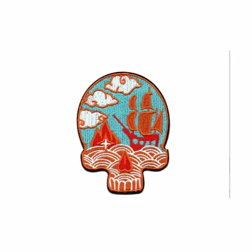 Blue and Orange Pirate Mural Skull Patch - Imprint Now - CA