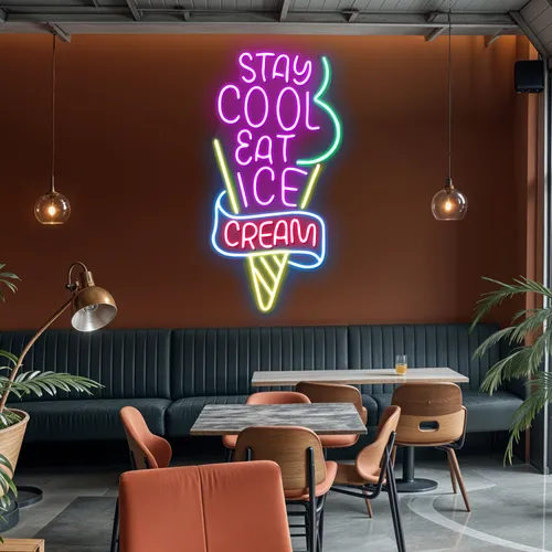 Stay Cool n Eat Ice Cream Neon Sign - Imprint Now - CA