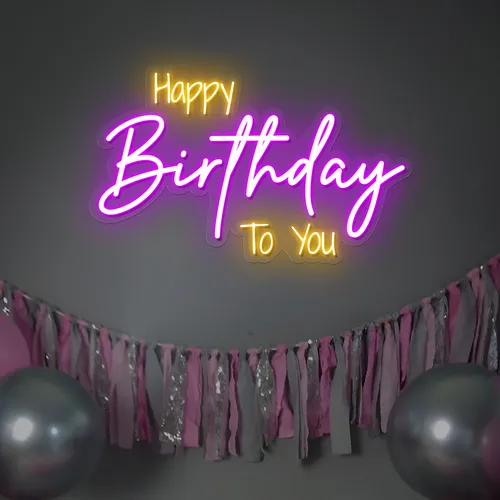 Bright Happy Birthday Neon Sign - Imprint Now - CA