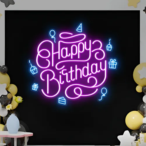 Happy Birthday Vibes Neon Sign - Imprint Now - CA