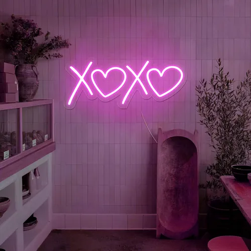 XOXO Heart Pink Neon Sign - Imprint Now - CA