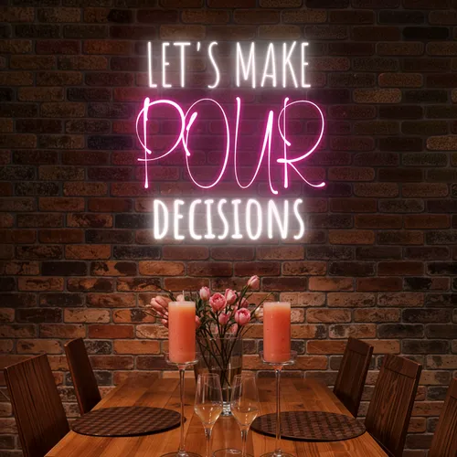 Elegant "Let's Make Pour Decisions" Neon Sign - Imprint Now - CA