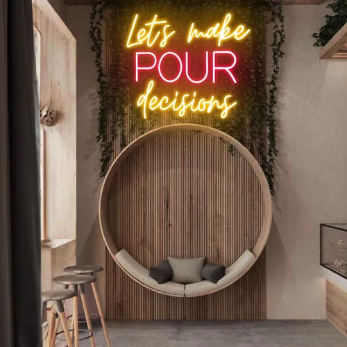 Glowing "Let's Make Pour Decisions" Neon Sign - Imprint Now - CA