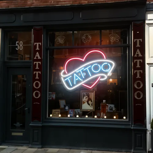 Tattoo Heart Window Neon Sign - Imprint Now - CA