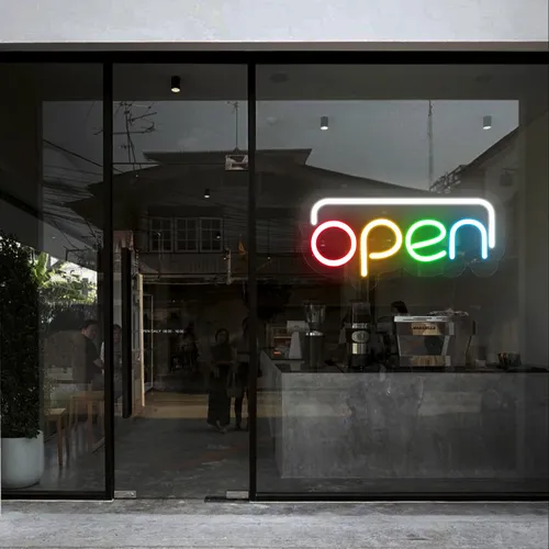 Open Multicolour Neon Sign